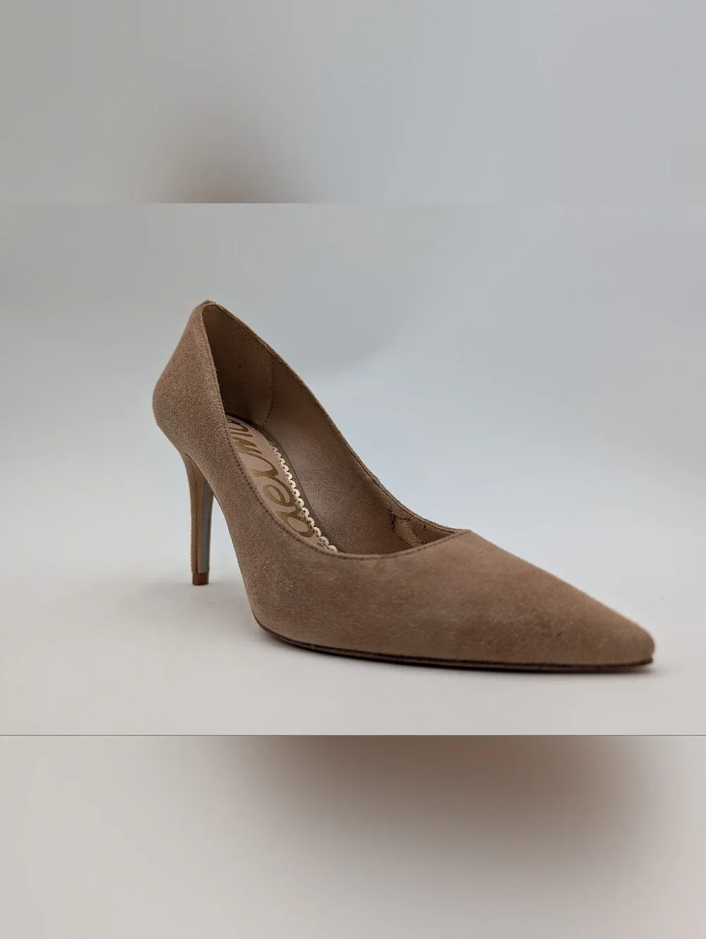 Sam Edelman Margie Sz 6 / EU 36 Suede Pointed Toe Stiletto Pump Warm Taupe Nude